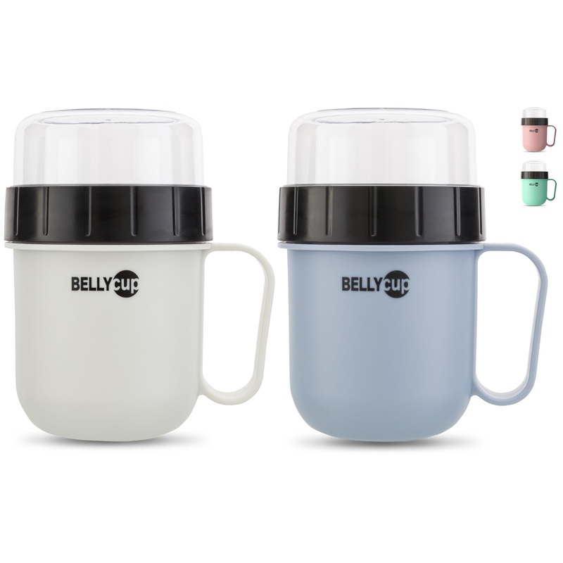 Fencchi’s Austria mueslibecher to go – the original Bellycup – in MINT gray pink or blue – in single or double pack gray/blue double pack