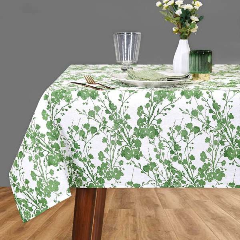Green Floral Print Tablecloth, 60×104