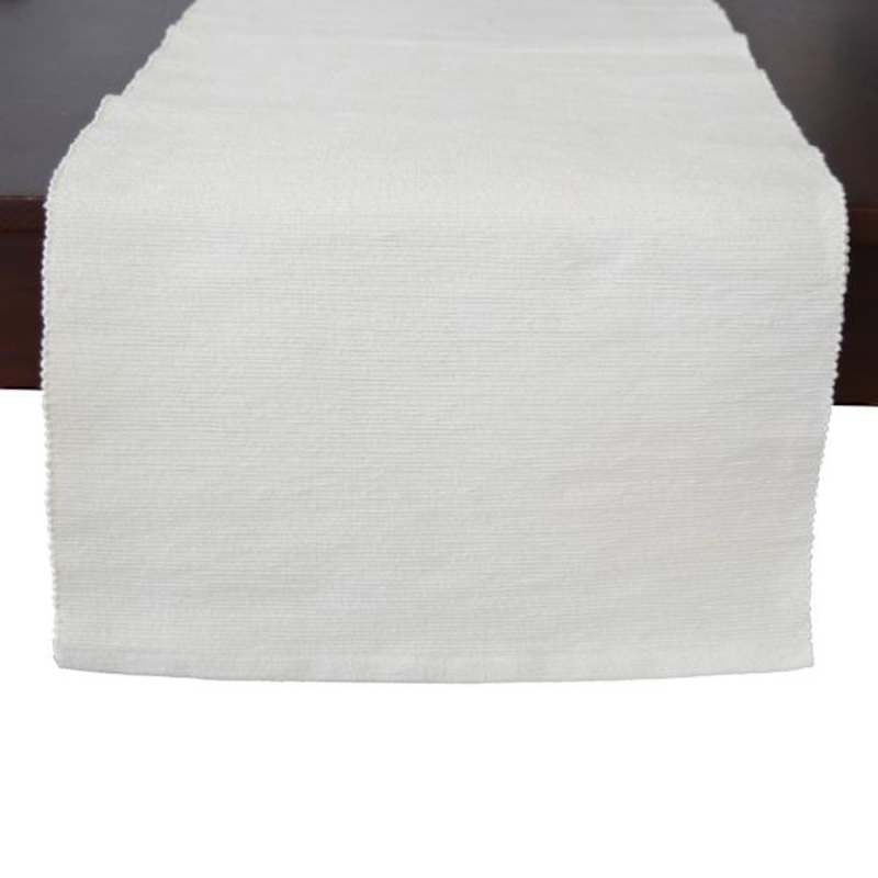 Ivory Ribbed Table Runner, 72″