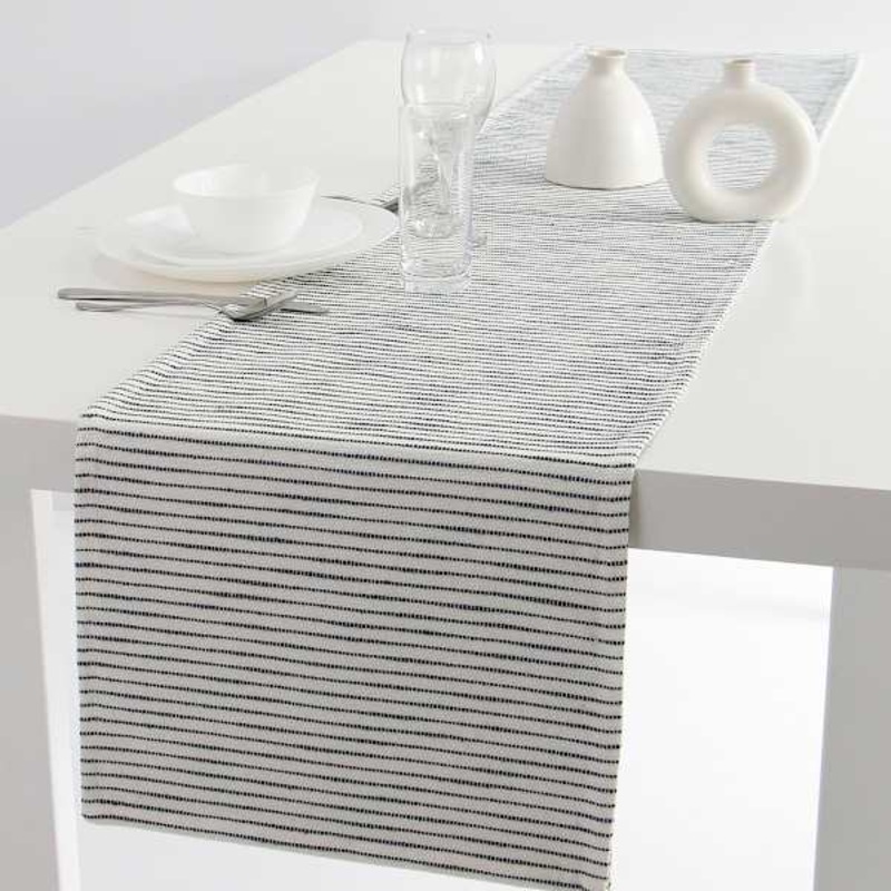 Ivory with Navy Blue Wave Table Runner, 72×14