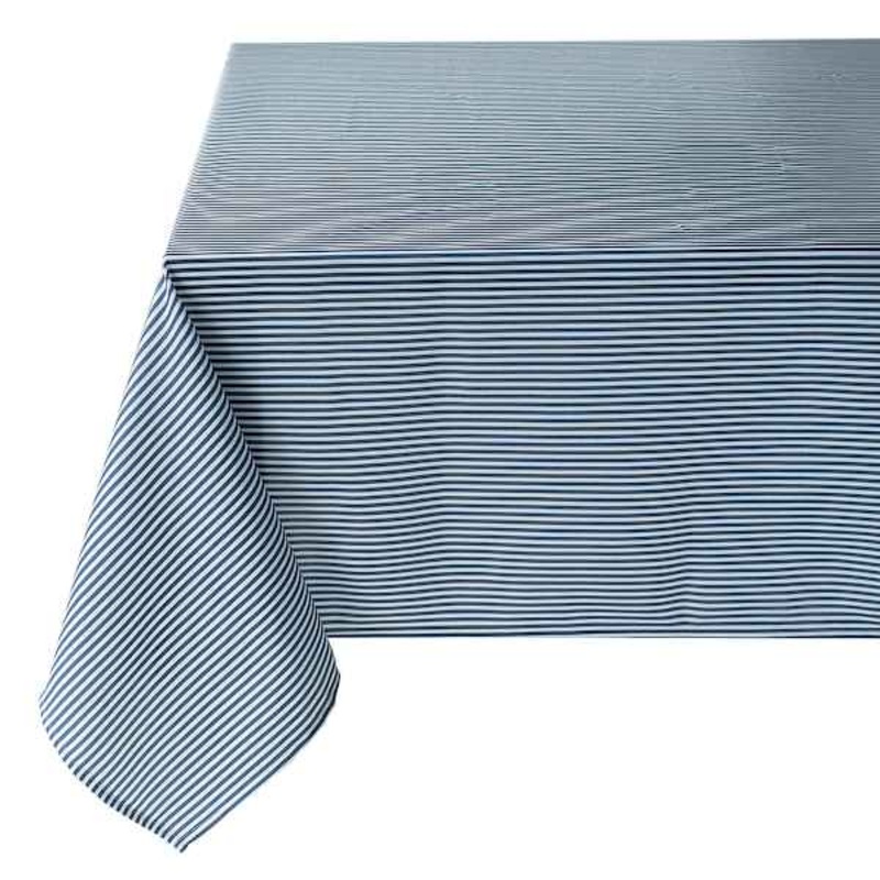 Lency Navy Striped Tablecloth, 60×84