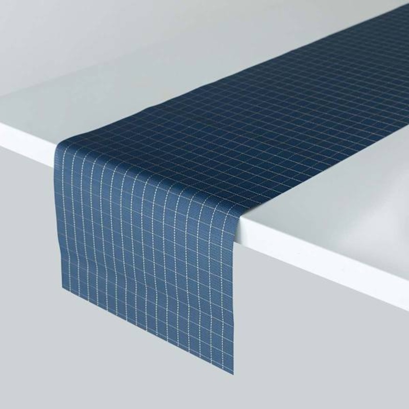 Lexington Navy & Gold Woven Vinyl Table Runner, 14×72