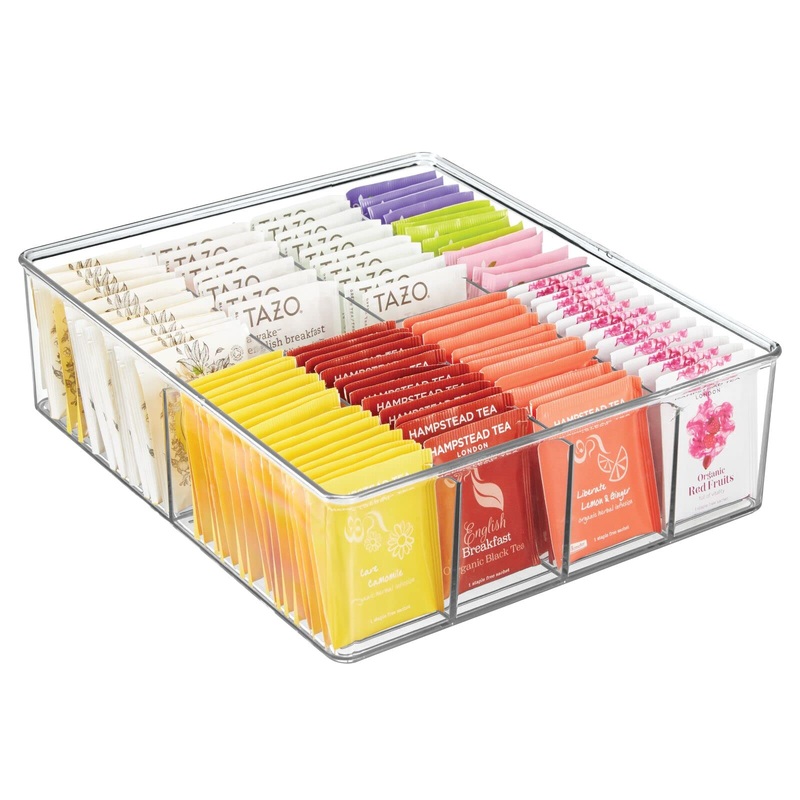 MDesign Storage Box for the kitchen – cabinet organizer with eight compartments for food storage – modern kitchens organizer for bag soups spices etc. – transparent 1 26.7 x 30.5 x 8.9 cm