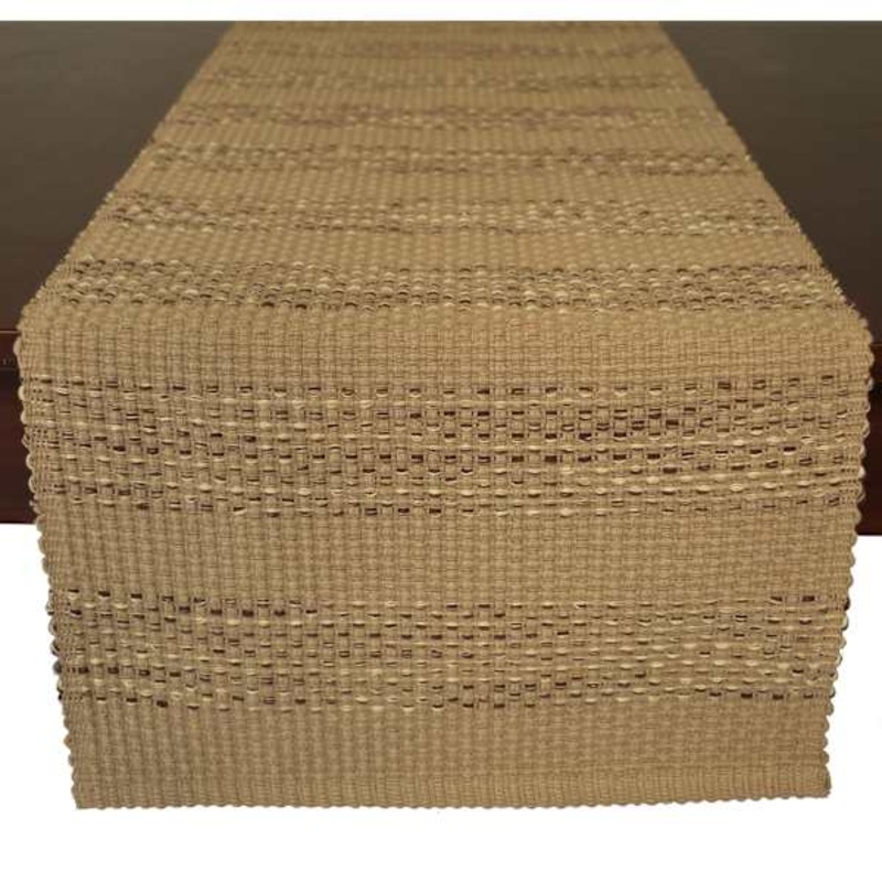 Natural Brown Textured Cotton Table Runner, 72″