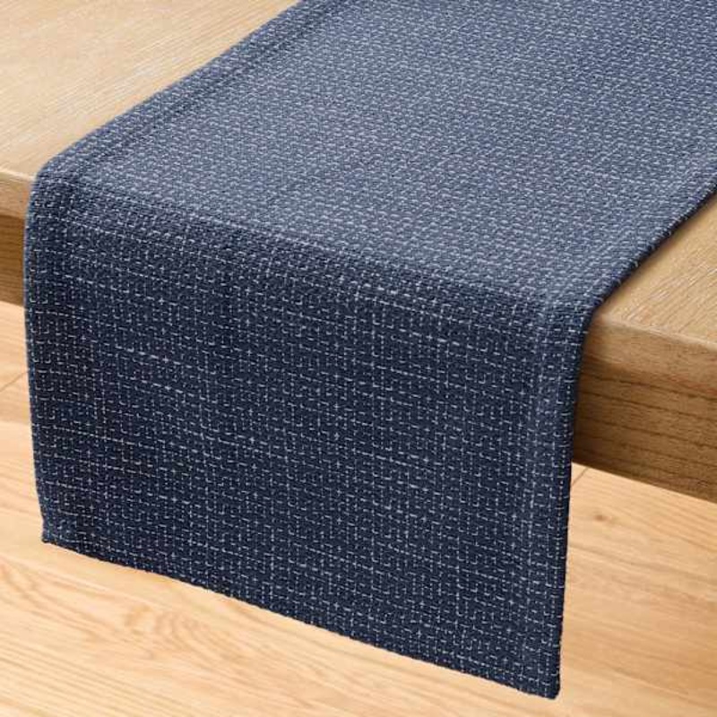 Navy Rustic Grid Table Runner, 14×72