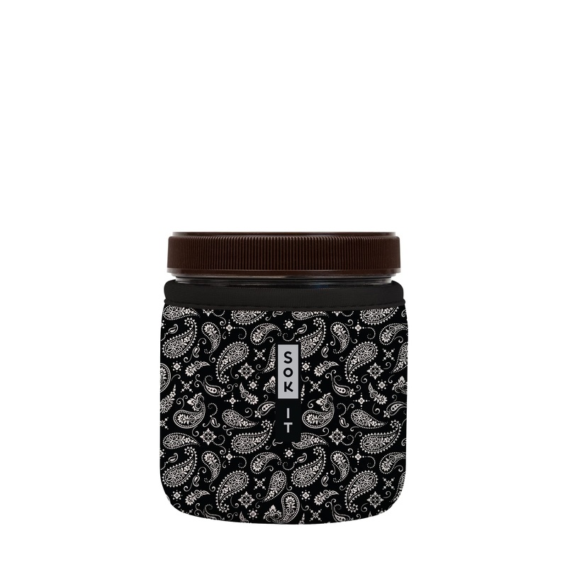 Sok it Ice Cream Sok Tapered Pint Sleeve Insulated Neoprene Cover (Black Bandana Fits Talenti Ice Cream Pints) Fits Talenti Ice Cream Pints Black