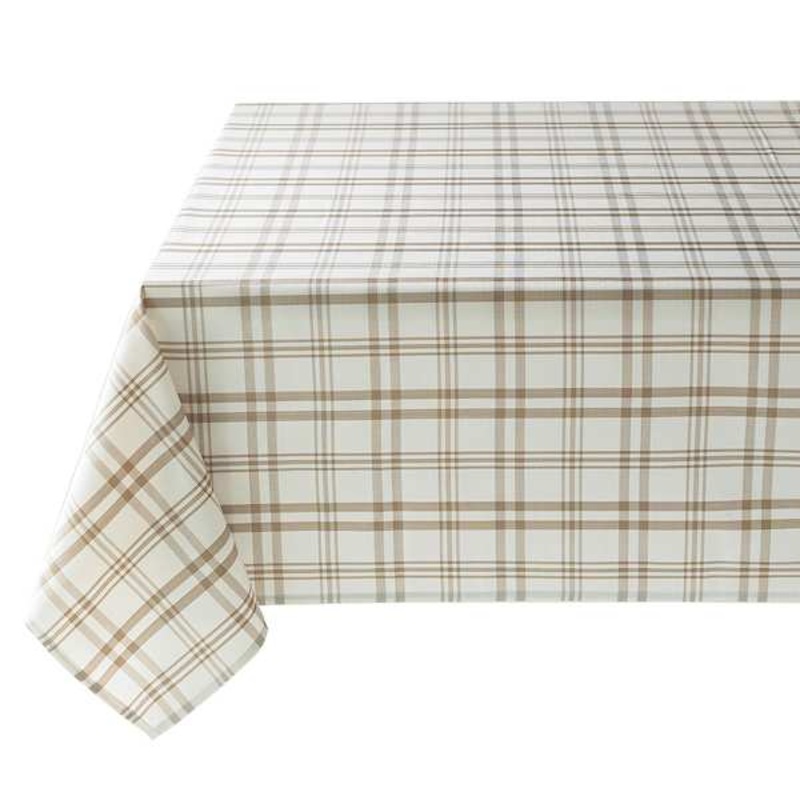 Taupe & Ivory Thompson Plaid Tablecloth, 60×84