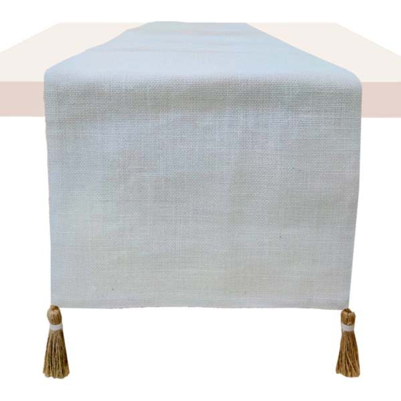 Tracey Boyd Jute Table Runner with Tassels, 72″