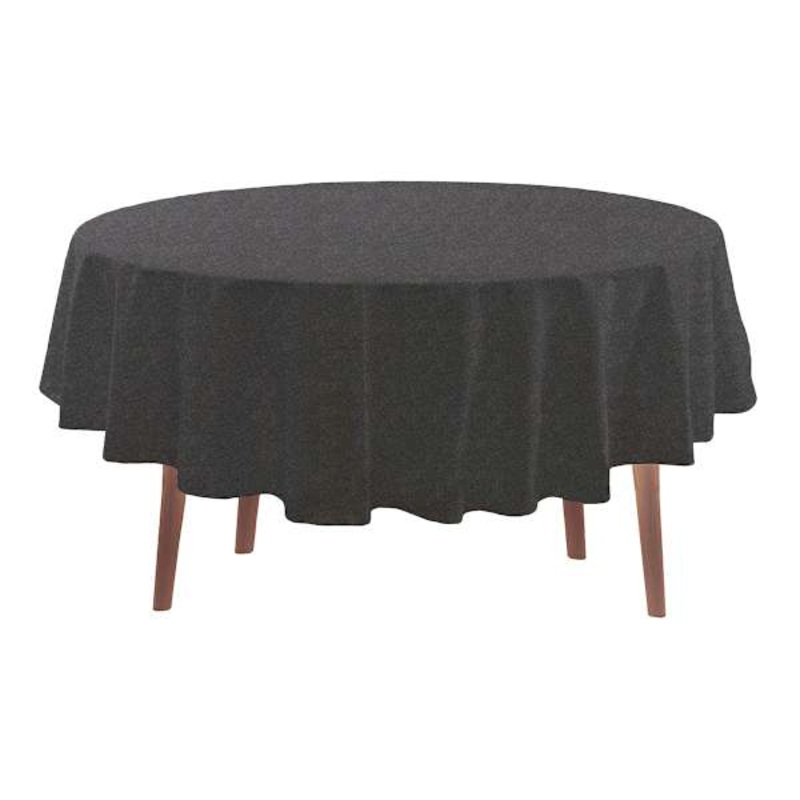 White Dobby with Black Windowpane Round Tablecloth, 70″