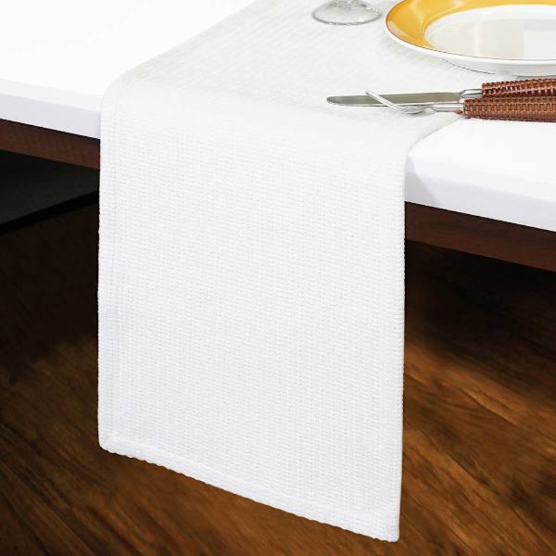 White Dobby Woven Table Runner, 72×14