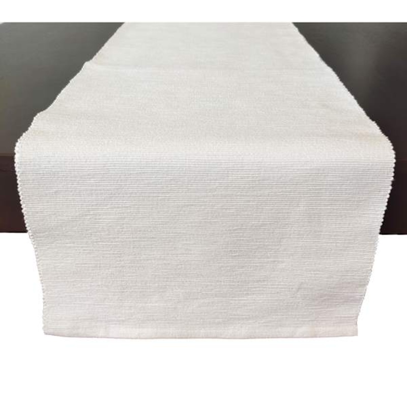 White Ribbed Table Runner, 72″