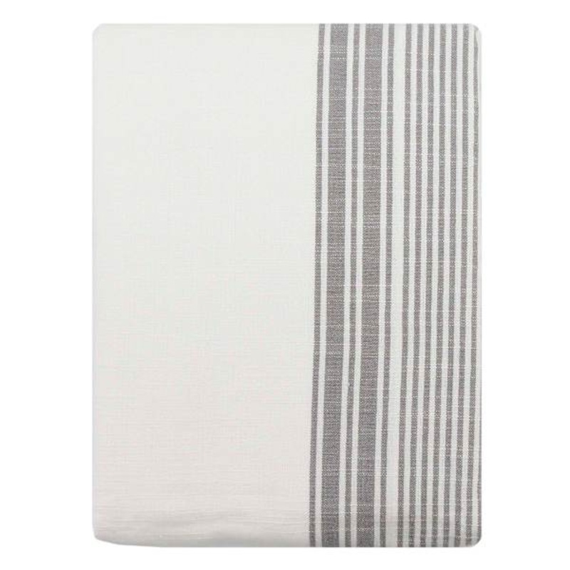 White with Multi-Grey Stripes Tablecloth, 60×104