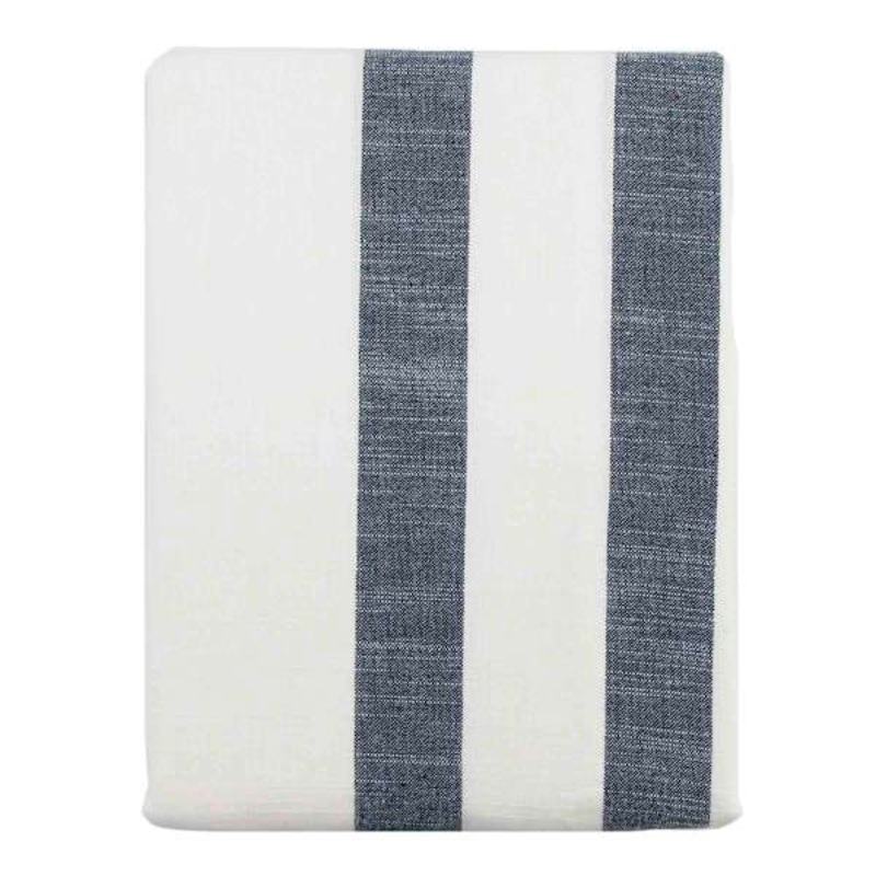 White with Navy Blue Windowpane Tablecloth, 60×84