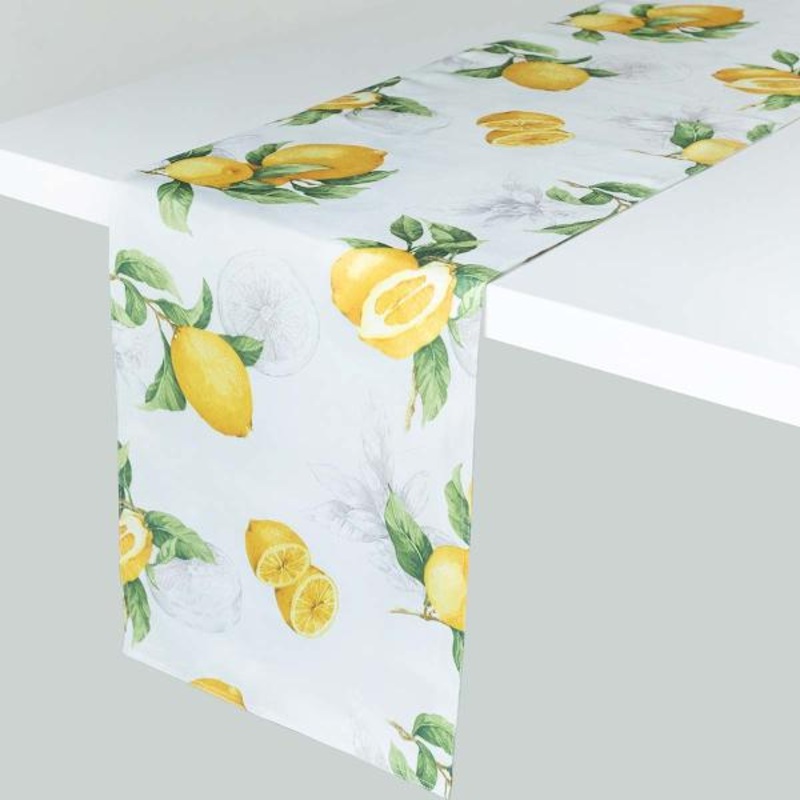 Yellow Lemon Print Table Runner, 14×108
