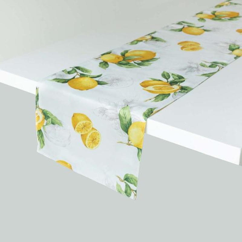 Yellow Lemon Print Table Runner, 14×72