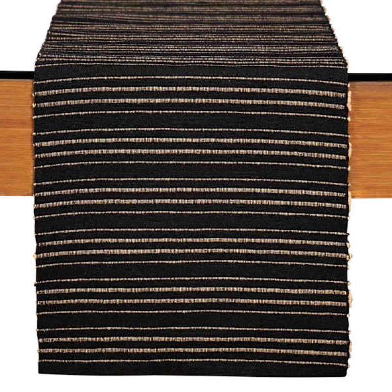 Crosby St. Black Ribbed Table Runner, 72″