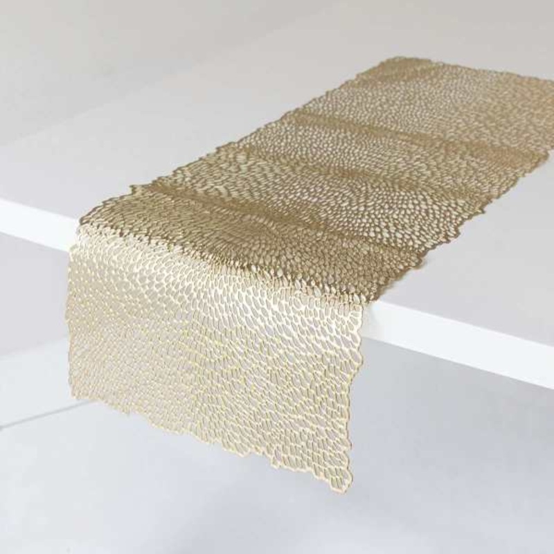 Gold Bloom Pressed Vinyl Centerpiece Table Runner, 14.3×36.6