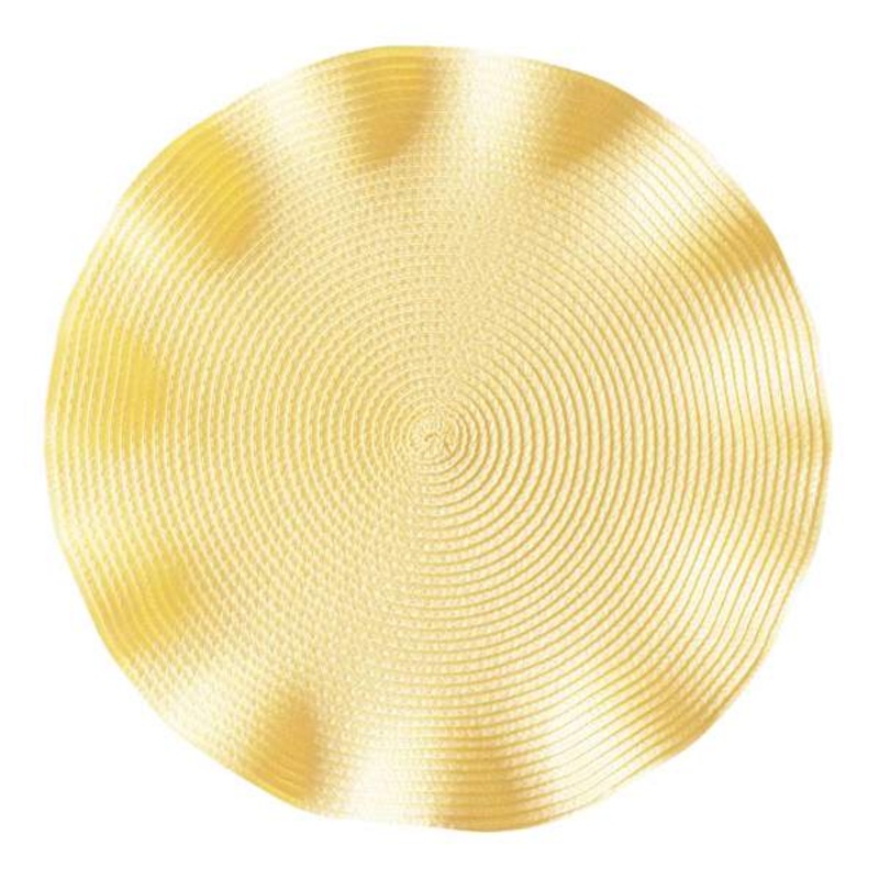 Lemonade Yellow Victorian Ruffled Round Placemat, 15″