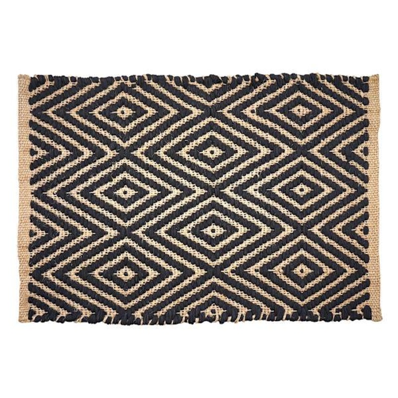 Natural Jute Placemat with Black Diamond Print, 13×19