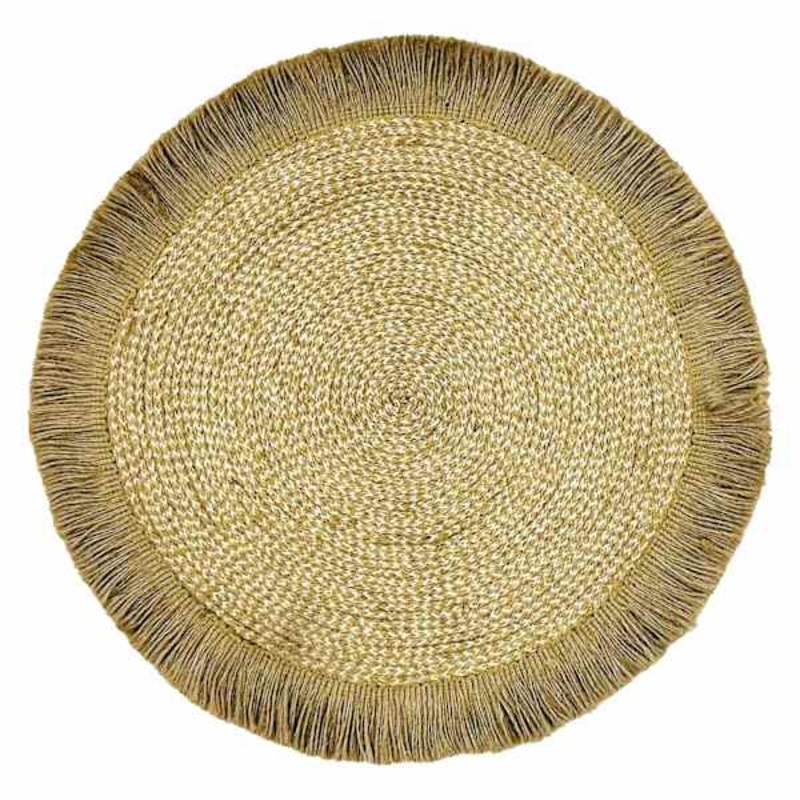 Natural Jute Placemat with Fringe, 15″