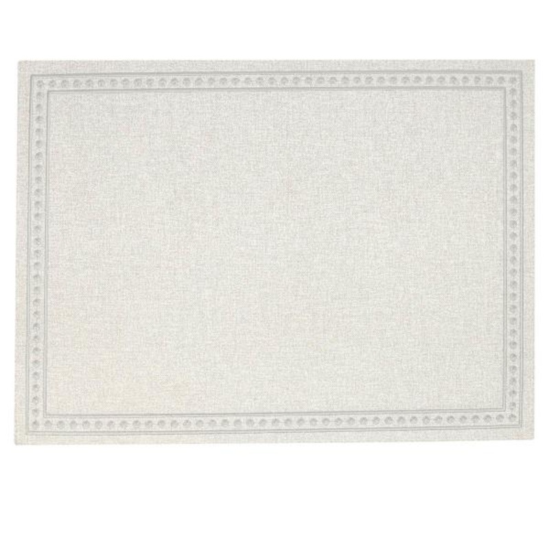 Neutral Faux Leather Placemat with Dot Embroidered Border, 13×17