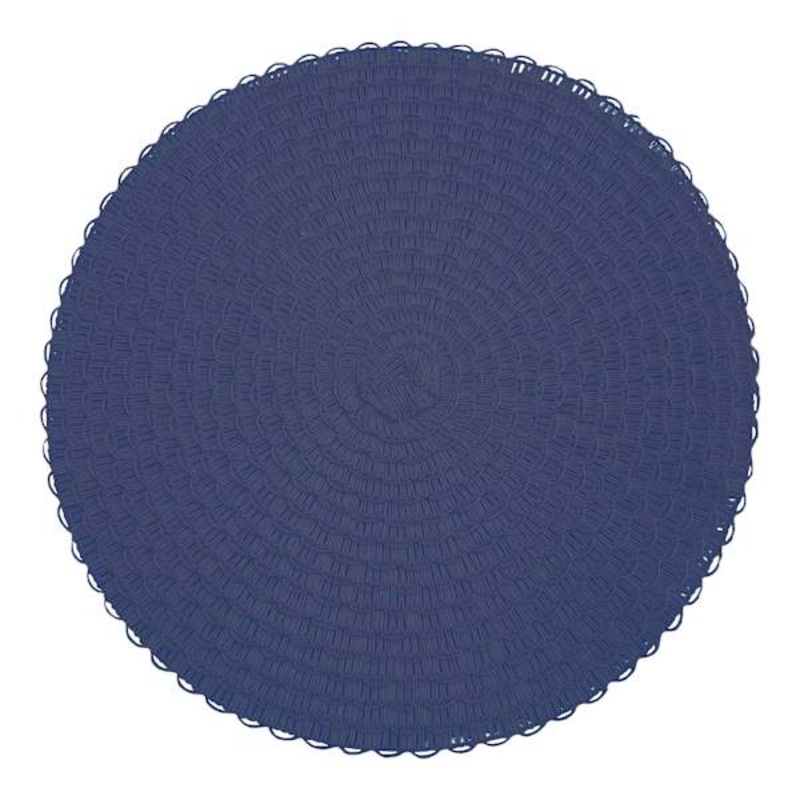 Round Navy Blue Piper Placemat, 15″