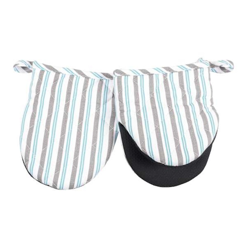 Set of 2 Nile Blue Striped Mini Oven Mitt Set