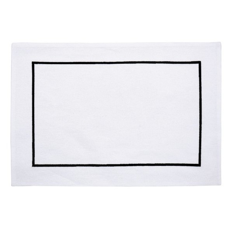 Set of 4 Black Embroidered White Placemats, 13×19