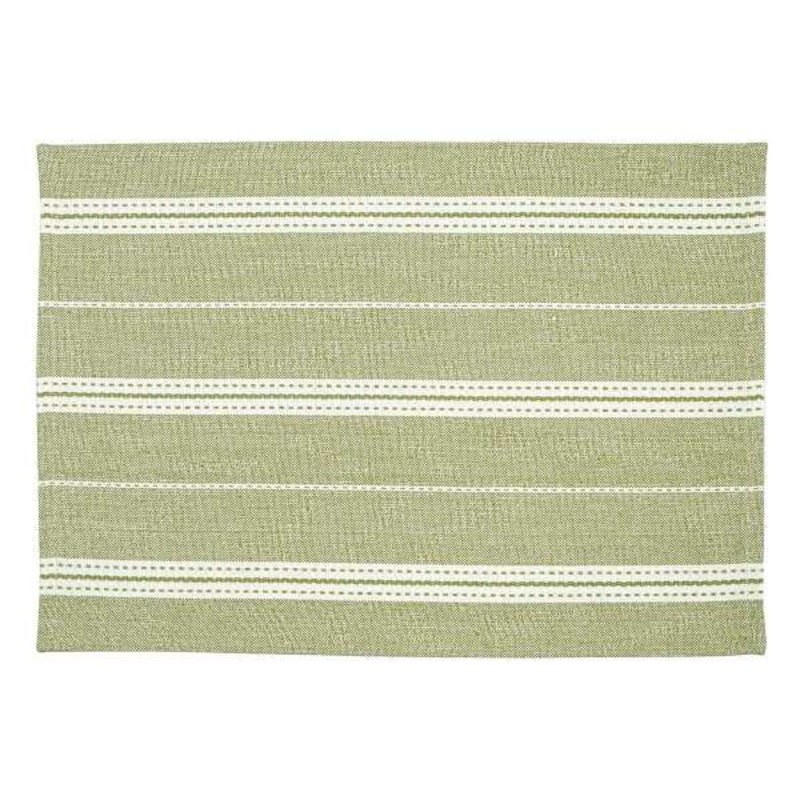 Set of 4 Green with Ivory Striped Placemats, 13×19