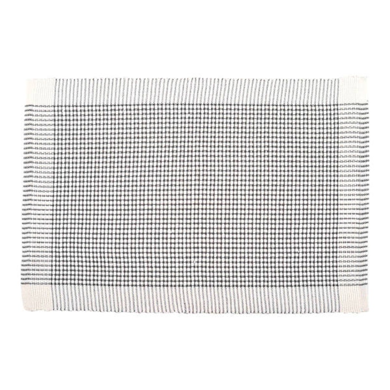 Set of 4 Grey & White with White Border Woven Placemats, 13×19