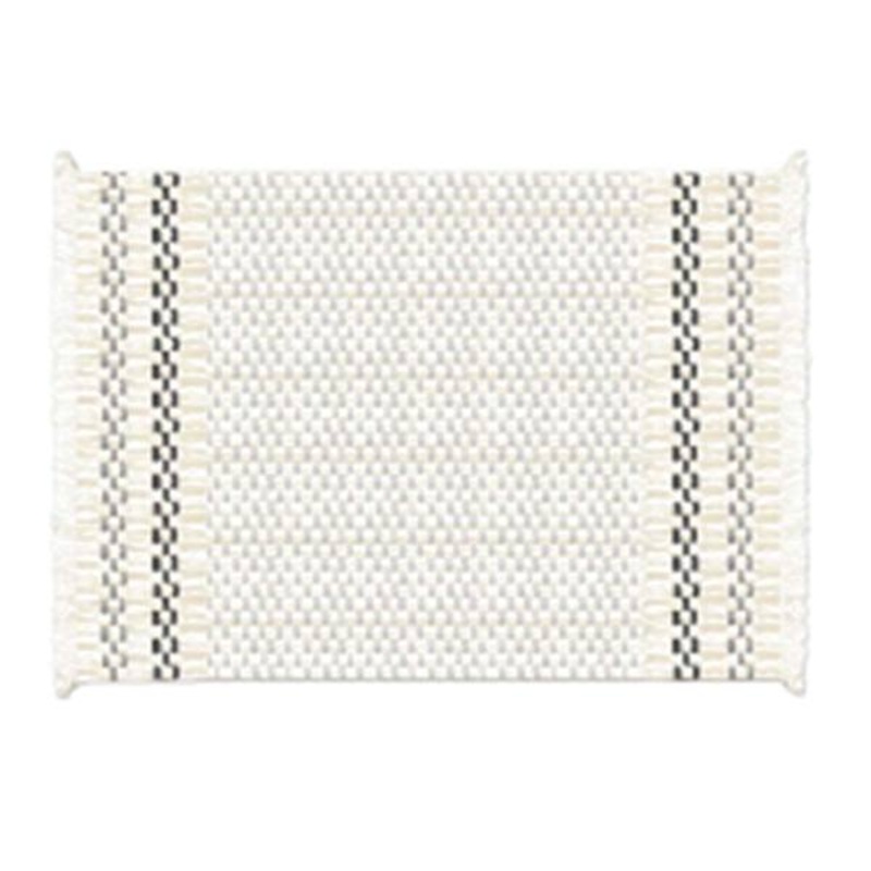 Set of 4 Grey & White Woven Placemats with White Fringe, 13×20