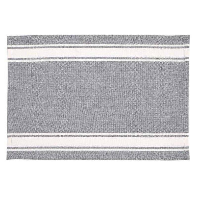 Set of 4 Grey with White Striped Border Placemats, 13×19