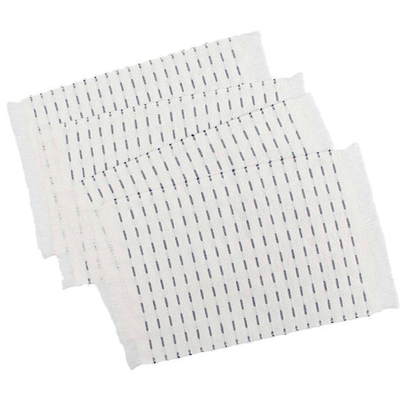 Set of 4 Ivory Reversible Rib Placemats with Navy Blue Stripes, 13×17