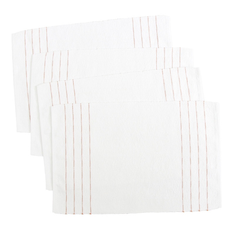 Set of 4 Ivory Ribbed Placemats with Rose Insert Stripes, 13×72