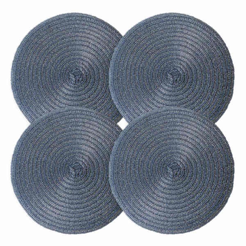 Set of 4 Lumi Chambray Round Placemats, 15″