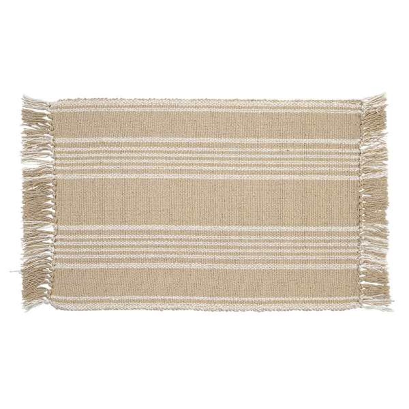 Set of 4 Natural Woven Placemat with White Stripes, 13×19
