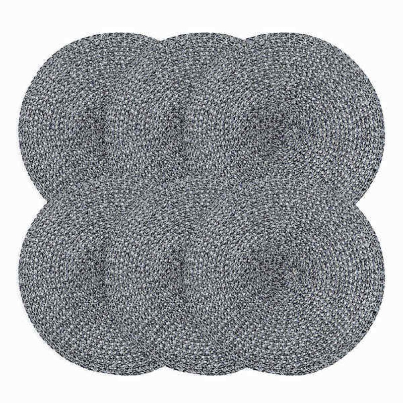 Set of 6 Alula Black Round Placemats, 15″