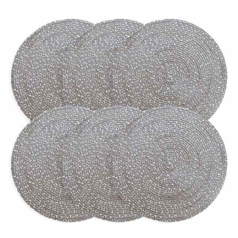 Set of 6 Ash Boucle Round Placemats, 15″