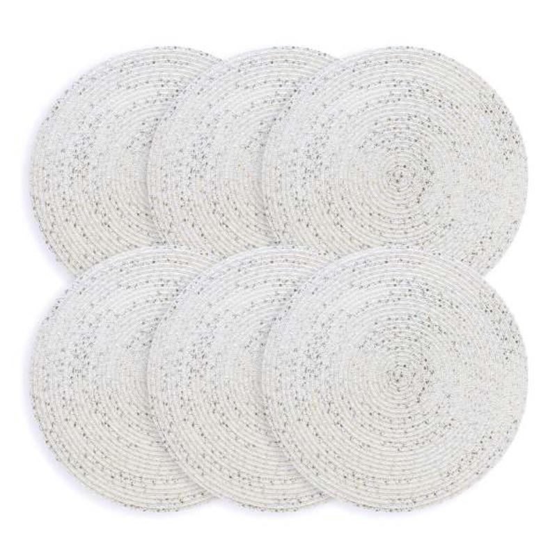 Set of 6 Dune Boucle Round Placemats, 15″