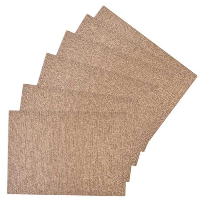 Set of 6 Glamour Gold Woven Vinyl Placemats, 18×13