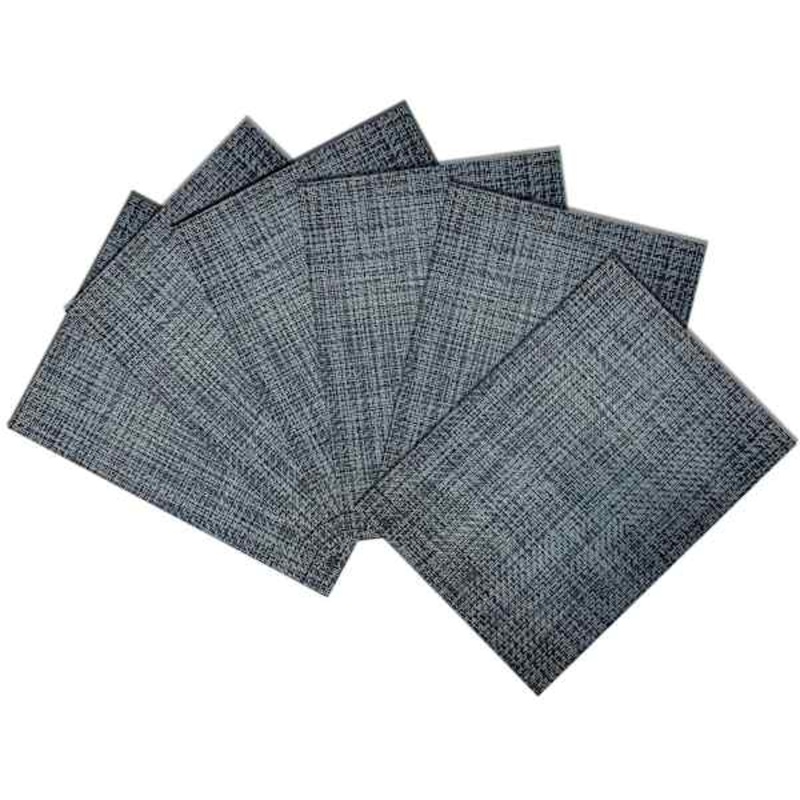 Set of 6 Harrington Navy Blue Woven Vinyl Placemats, 18×13