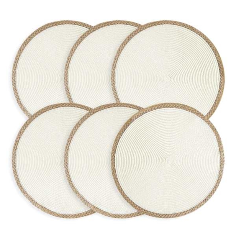 Set of 6 Lita White Round Placemats, 15″