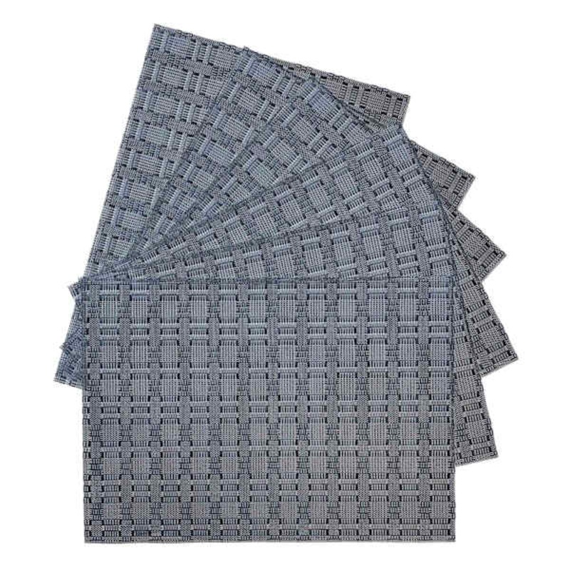 Set of 6 Marquis Gunmetal Woven Vinyl Placemats, 13×18