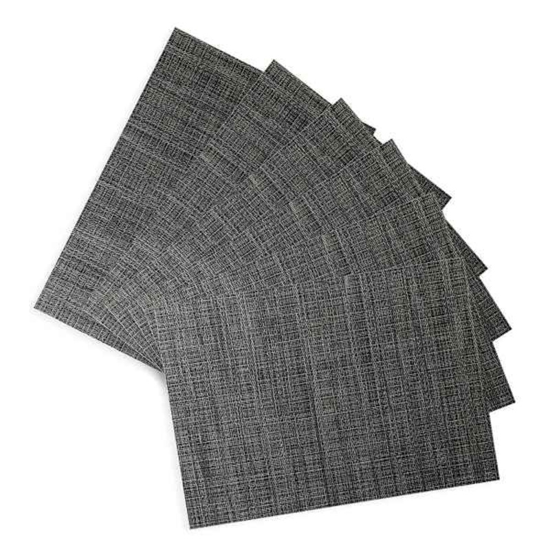Set of 6 Meridiem Gunmetal Woven Vinyl Placemats, 13×18