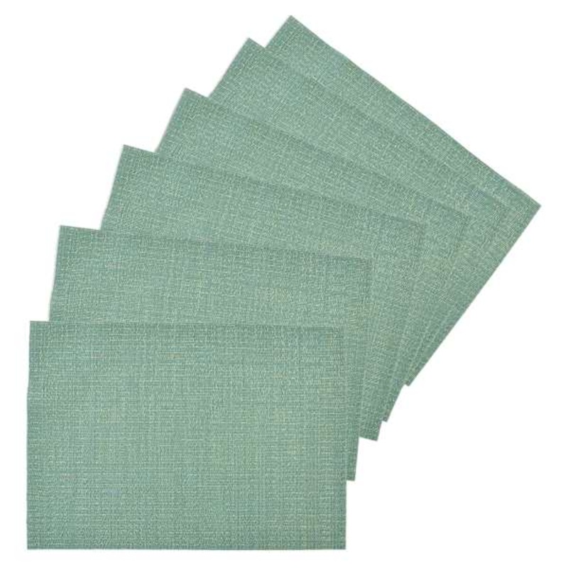 Set of 6 Meridiem Ocean Mist Woven Vinyl Placemats, 18×13
