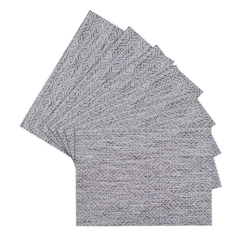 Set of 6 Nala Black Woven Vinyl Placemats, 18×13