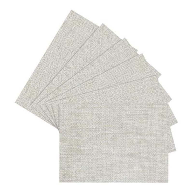 Set of 6 Nala Fog Woven Vinyl Placemats, 18×13
