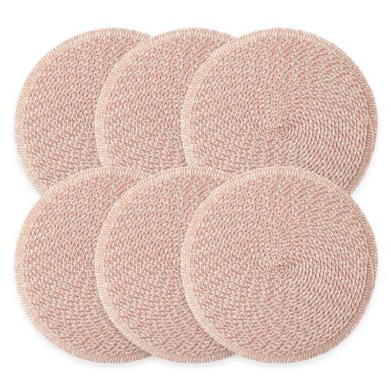 Set of 6 Pila Coral Round Placemats, 15″