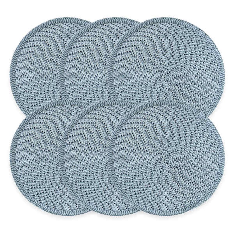 Set of 6 Pila Navy Blue Round Placemats, 15″