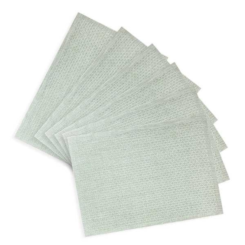 Set of 6 Rainner Sage Woven Vinyl Placemats, 13×18